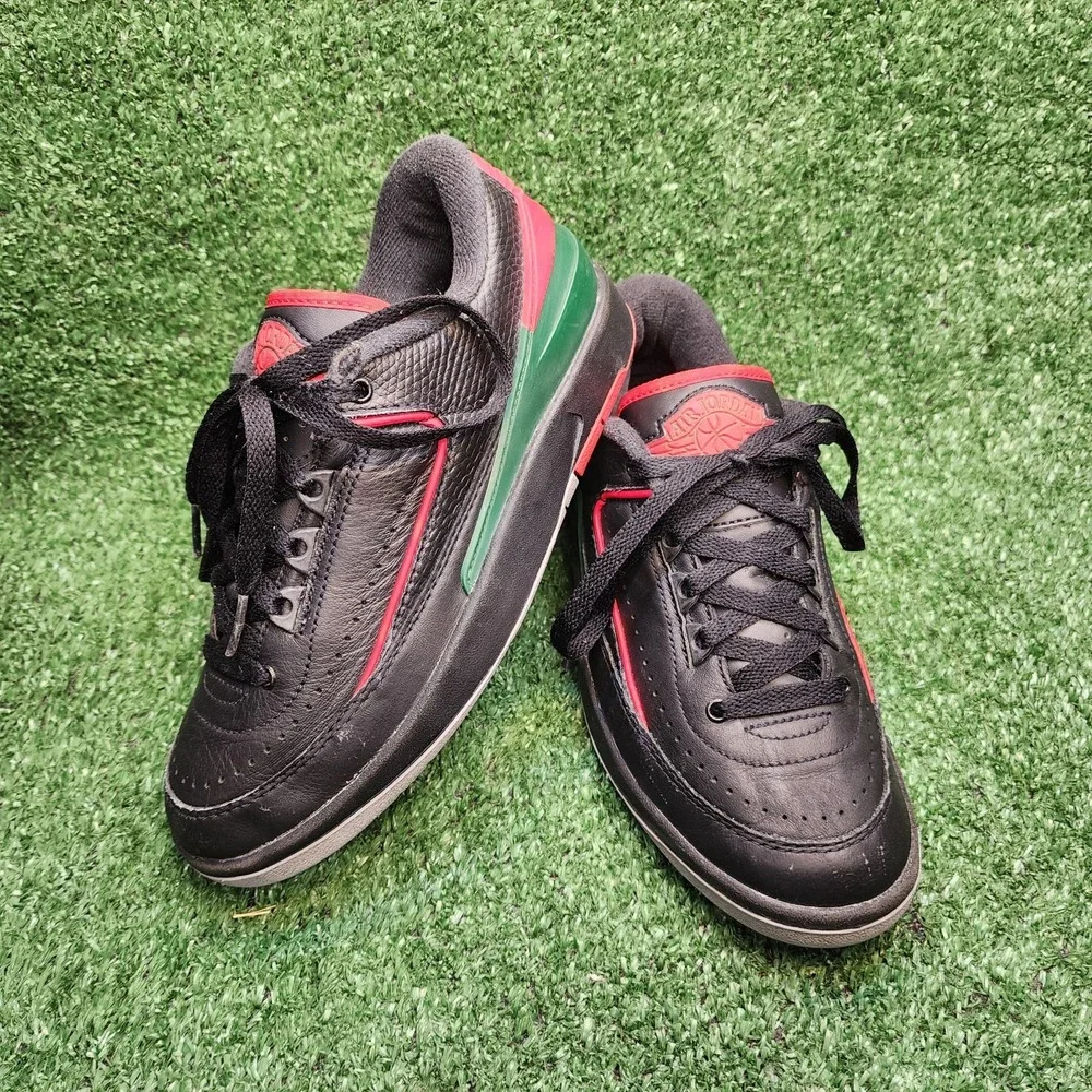 Nike Youth Size 4Y Air Jordan 2 Retro Low Black Fire Red Shoes FJ6869-006